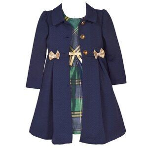 NEW Bonnie Jean Girls 12M-6X Christmas Holiday Dress Coat Set